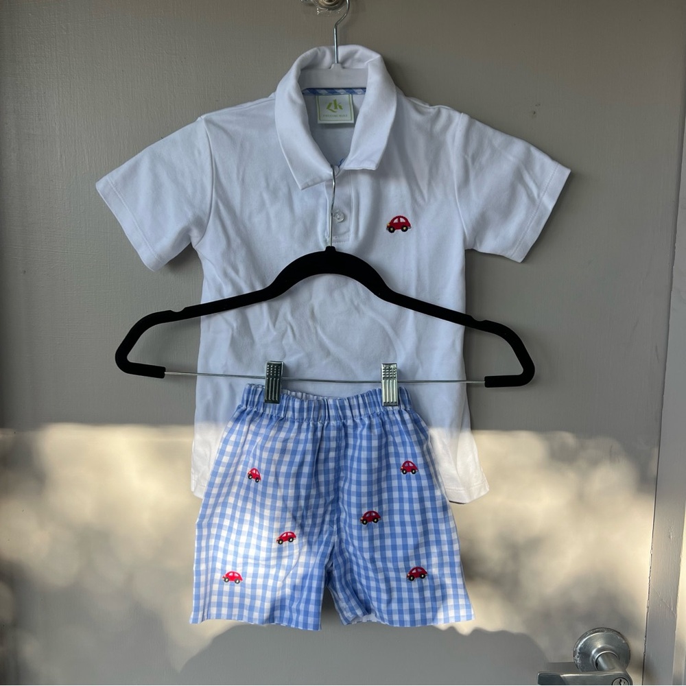 Boys Red Car Two Piece Outfit